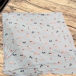 Angel Dear Soft Blue Swaddle Blanket With Llama Print 44” square